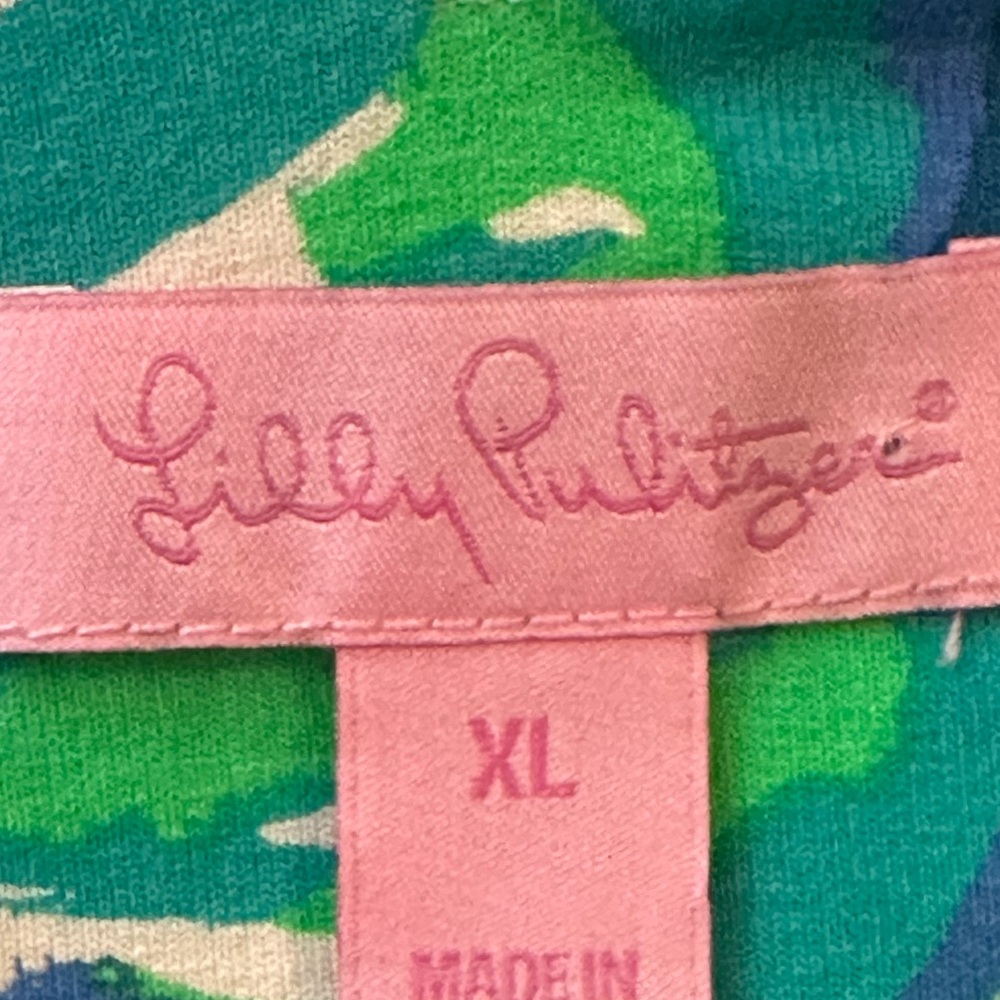 Lilly Pulitzer Fleur Agate Green Lazy River Rayon Spandex Jersey Dress XL - Picture 10 of 10